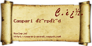 Caspari Árpád névjegykártya